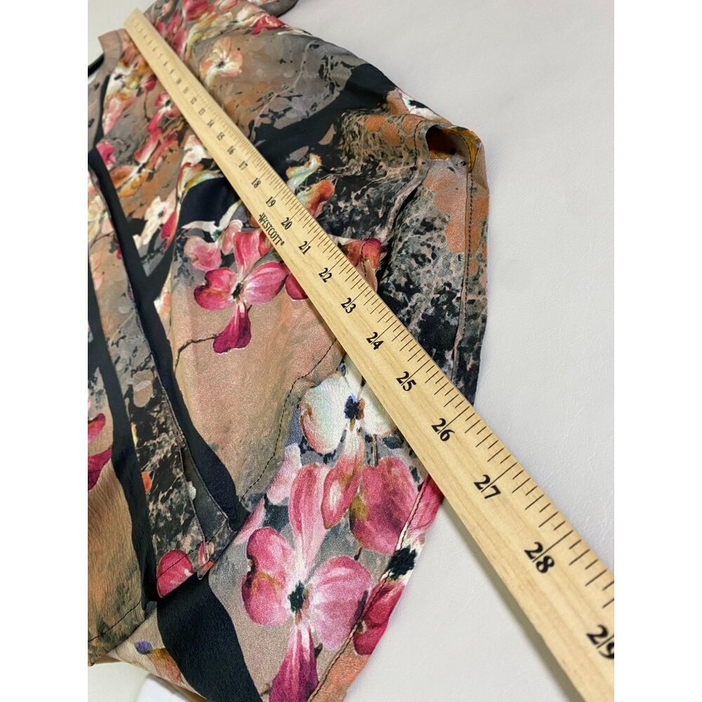 Tolani Floral 100% Silk Long Sleeve Button Up Top Women Size XS Lightweight Boho - Picture 6 of 12